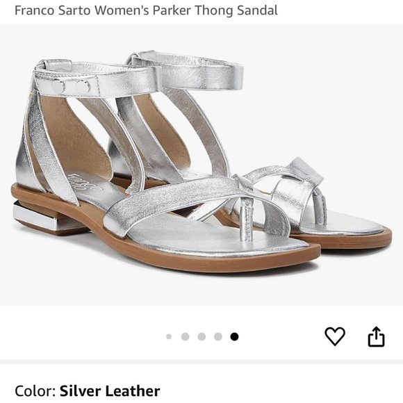 Franco Sarto Silver Women's Parker Thong Sandal - Picture 1 of 16
